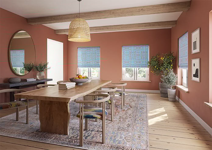 Bamboo Candy, Red Blue - Motorised Roman Blind - Image 6